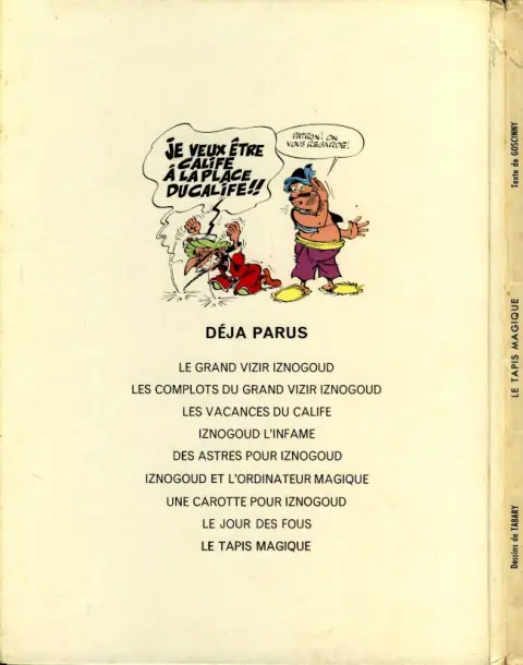 Verso de l'album Iznogoud Tome 9 Le tapis magique