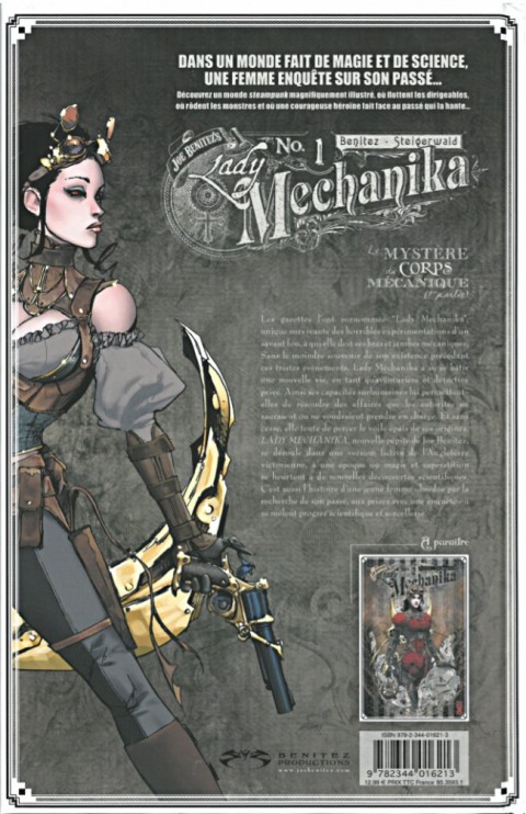 Verso de l'album Lady Mechanika N° 1 Le Mystère du corps mécanique