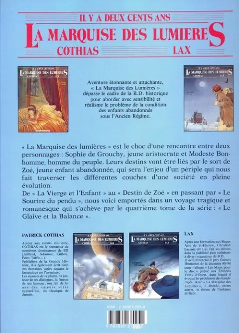 Verso de l'album La Marquise des Lumières Tome 4 Le glaive et la balance
