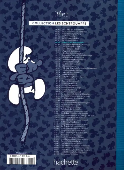Verso de l'album Les Schtroumpfs La collection Tome 5 L'Œuf et les Schtroumpfs et Le Faux Schtroumpf, Le Centième Schtroumpf