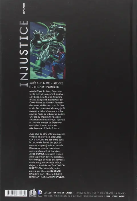 Verso de l'album Injustice - Les Dieux sont parmi nous Tome 1 Année 1 - 1re partie