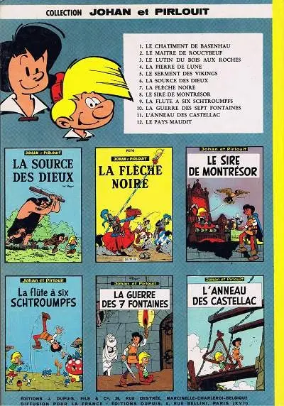 Verso de l'album Johan et Pirlouit Tome 6 La source des dieux