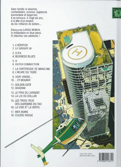 Verso de l'album Largo Winch Tome 2 Le Groupe W