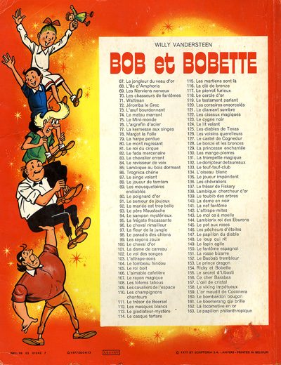Verso de l'album Bob et Bobette Tome 163 Le papillon philanthropique