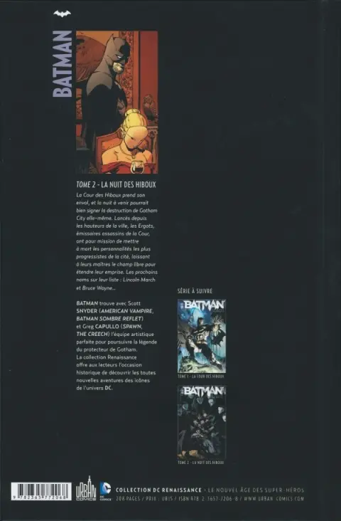 Verso de l'album Batman Tome 2 La Nuit des Hiboux
