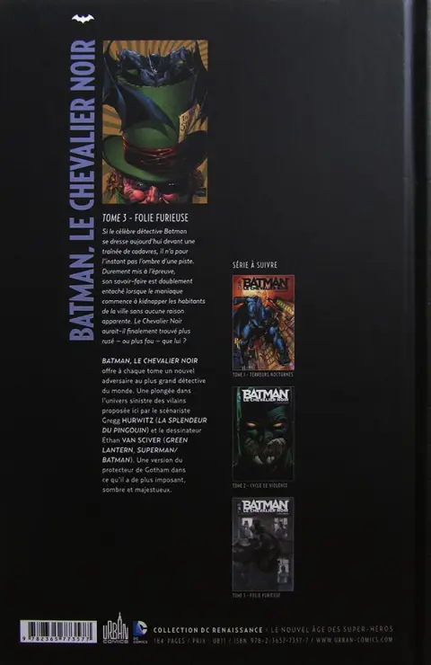 Verso de l'album Batman : Le Chevalier Noir Tome 3 Folie furieuse