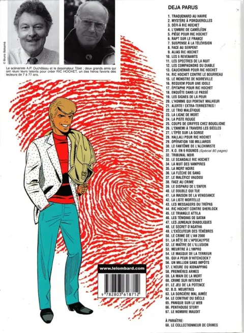 Verso de l'album Ric Hochet Tome 67 Le nombre maudit