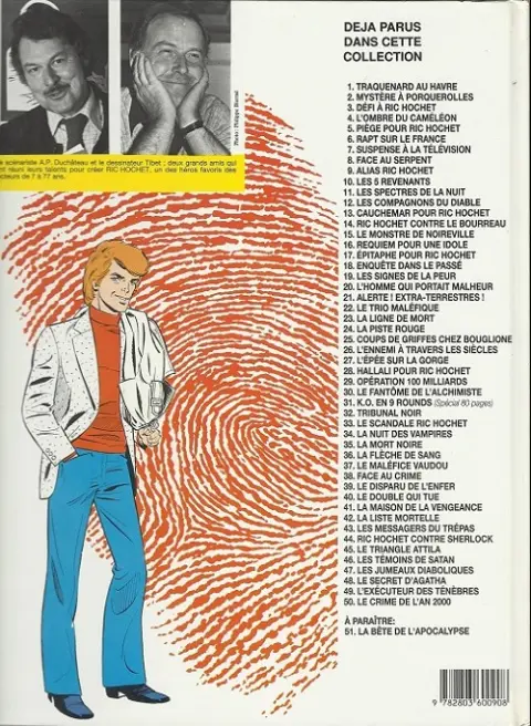 Verso de l'album Ric Hochet Tome 20 L'homme qui portait malheur