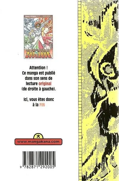 Verso de l'album Saint Seiya - Les Chevaliers du Zodiaque 19 Résurrection ! Hadès, les 108 étoiles maléfiques