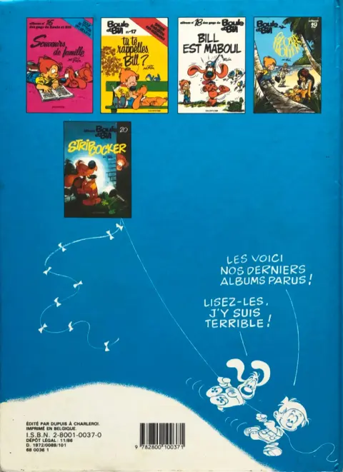 Verso de l'album Boule & Bill Tome 8 Papa, Maman, Boule... et Moi ! et Nous !