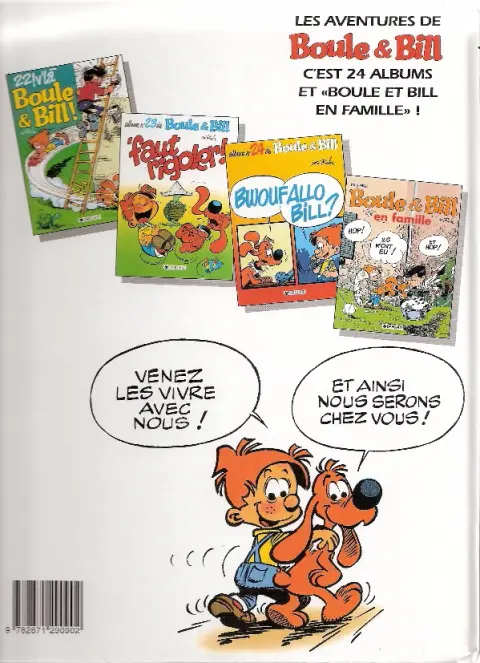 Verso de l'album Boule & Bill Tome 24 Bwouf Allo Bill?