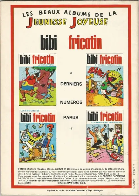 Verso de l'album Les Pieds Nickelés Tome 24 Les pieds nickelés et le parfum sans nom