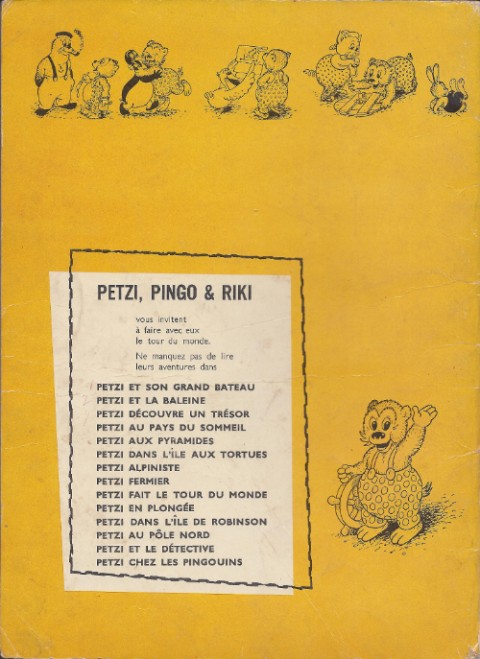 Verso de l'album Petzi Tome 12 Petzi au Pôle Nord