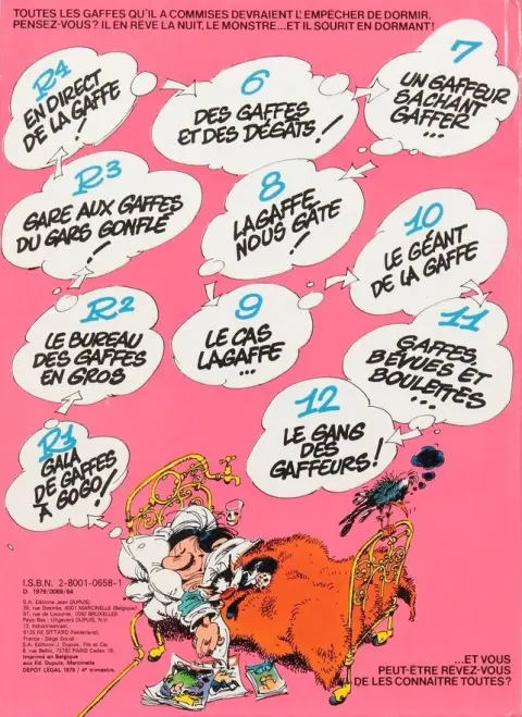 Verso de l'album Gaston Tome 13 Lagaffe mérite des baffes