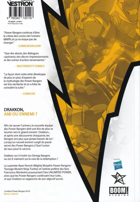 Verso de l'album Power Rangers Unlimited : Power Rangers Tome 2