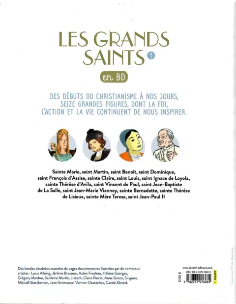 Verso de l'album Les grands Saints en BD 1