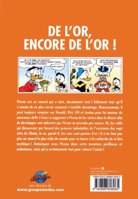 Verso de l'album BD Disney Tome 26 Picsou - Les sept cités de Cibola