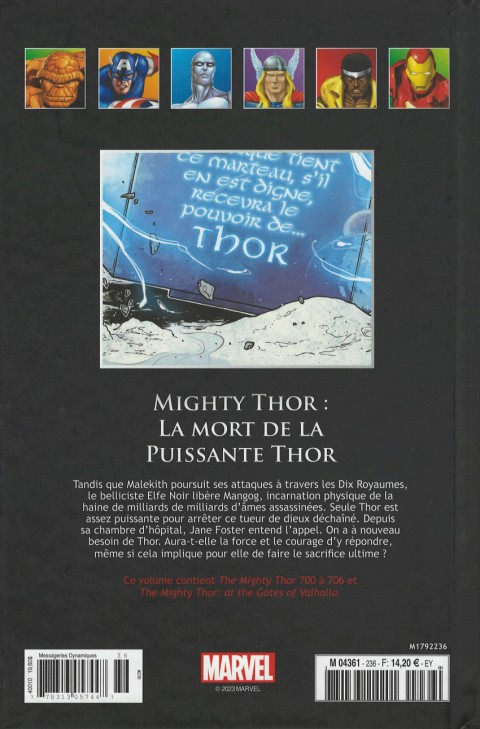 Verso de l'album Marvel Comics - La collection de référence Tome 236 Mighty Thor - La mort de la puissante Thor