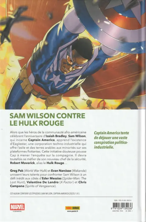 Verso de l'album Sam Wilson - Captain America Les Bons Anges