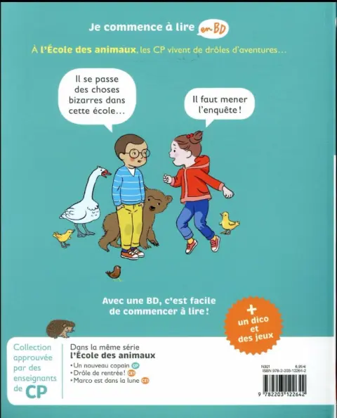 Verso de l'album Je commence à lire en BD CP Tome 2 Un monstre à l'école