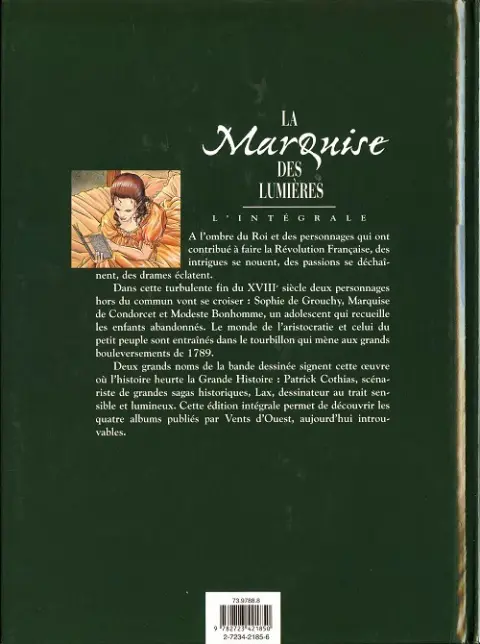 Verso de l'album La Marquise des Lumières L'intégrale