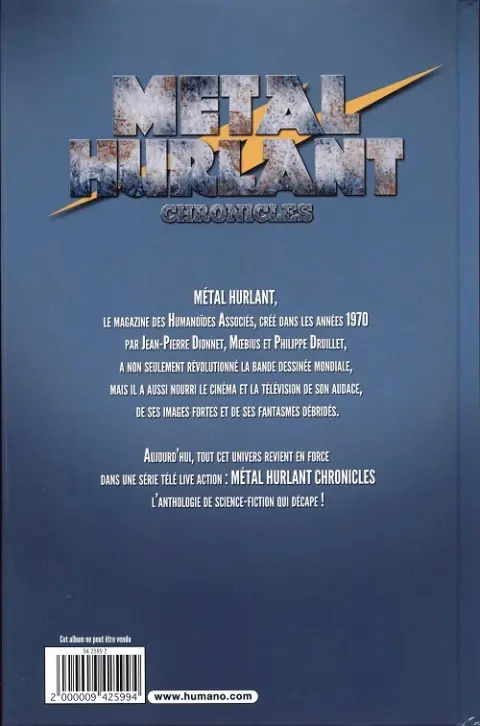 Verso de l'album Métal Hurlant Chronicles Saison 1