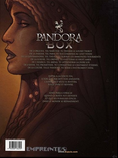 Verso de l'album Pandora Box Tome 4 La luxure