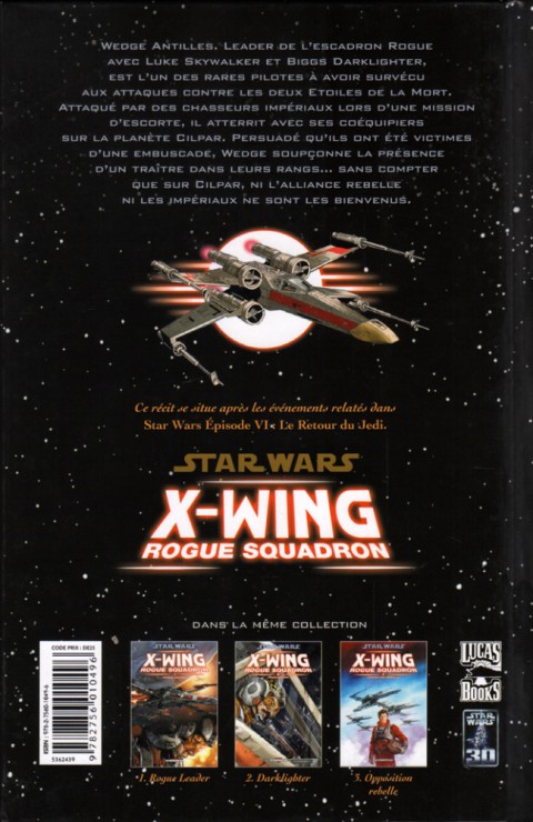 Verso de l'album Star Wars - X-Wing Rogue Squadron Tome 3 Opposition rebelle