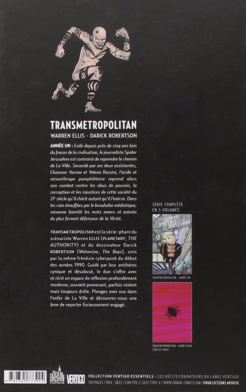 Verso de l'album Transmetropolitan Année Un