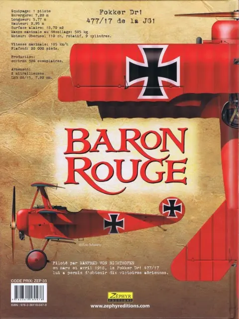 Verso de l'album Baron Rouge Tome 1 Le Bal des Mitrailleuses