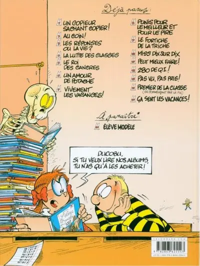 Verso de l'album L'Élève Ducobu Tome 15 Ça sent les vacances !