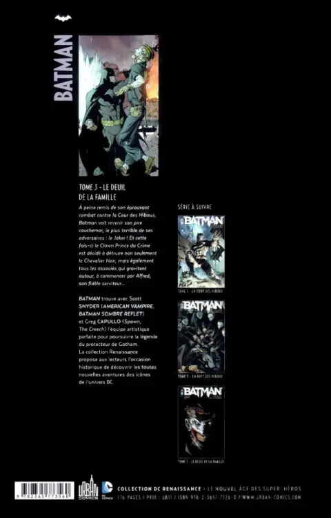 Verso de l'album Batman Tome 3 Le Deuil de la famille