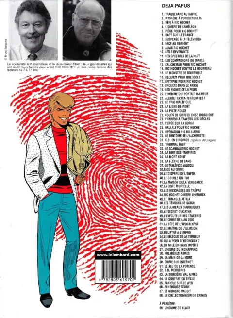 Verso de l'album Ric Hochet Tome 68 Le collectionneur de crimes