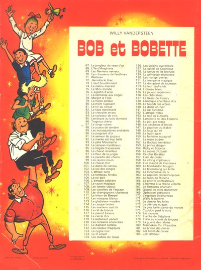 Verso de l'album Bob et Bobette (Publicitaire) Les Fantômes musiciens