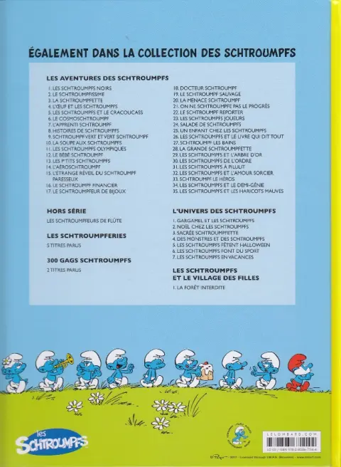 Verso de l'album Les Schtroumpfs Tome 35 Les Schtroumpfs et les haricots mauves