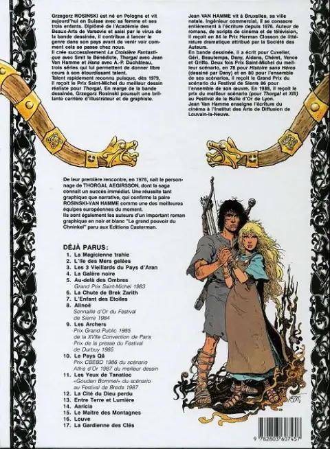 Verso de l'album Thorgal Tome 14 Aaricia