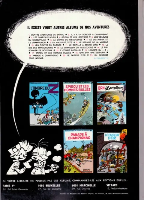 Verso de l'album Spirou et Fantasio Tome 15 Z comme Zorglub