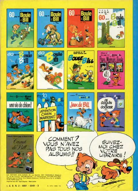 Verso de l'album Boule & Bill Tome 10 Attention chien marrant !