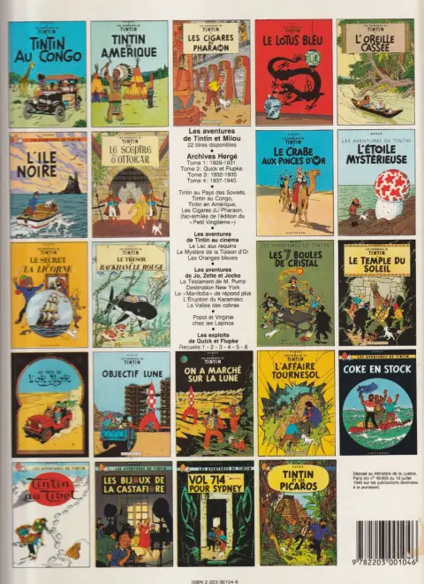 Verso de l'album Tintin Tome 5 Le lotus bleu