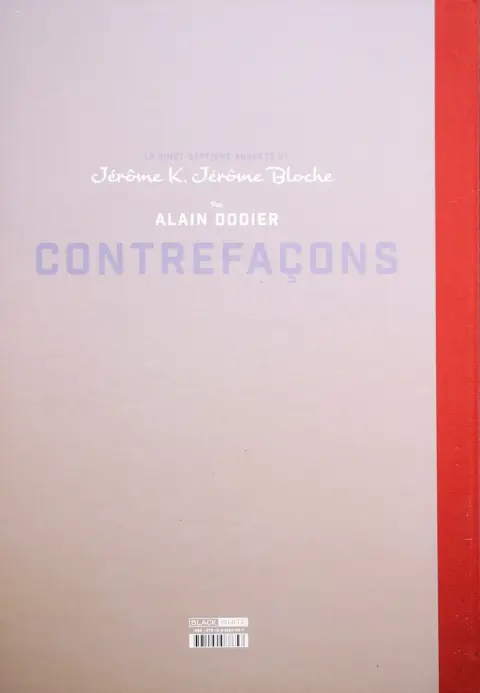 Verso de l'album Jérôme K. Jérôme Bloche Tome 27 Contrefaçons