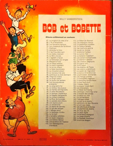 Verso de l'album Bob et Bobette Tome 70 Les Chasseurs de Fantômes