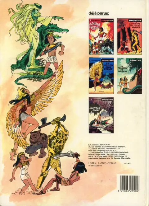 Verso de l'album Papyrus Tome 3 Le colosse sans visage