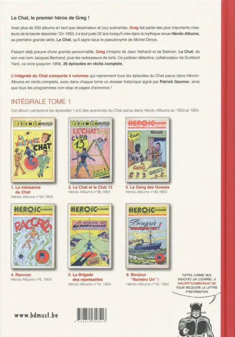 Verso de l'album Le chat Intégrale 1