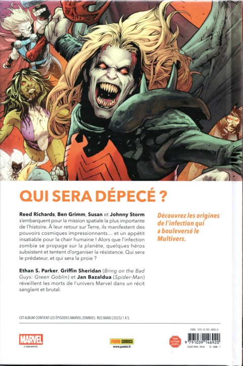Verso de l'album Marvel Zombies: Red Band 1 Une histoire de mort
