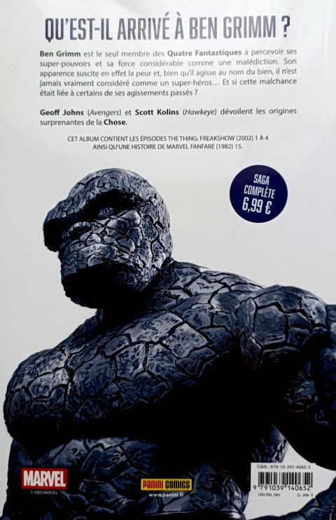 Verso de l'album Fantastic Four Tome 3 La Chose