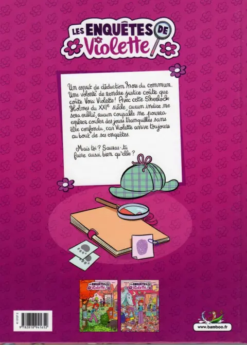 Verso de l'album Les Enquêtes de Violette 2