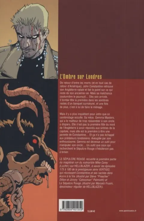 Verso de l'album Hellblazer Tome 2 John Constantine, Hellblazer - Le Sépulcre rouge