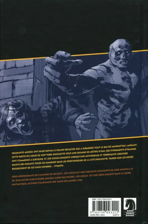 Verso de l'album Joe Golem, détective de l'occulte Tome 1 Le Chasseur de rats & Sous l'eau, les morts