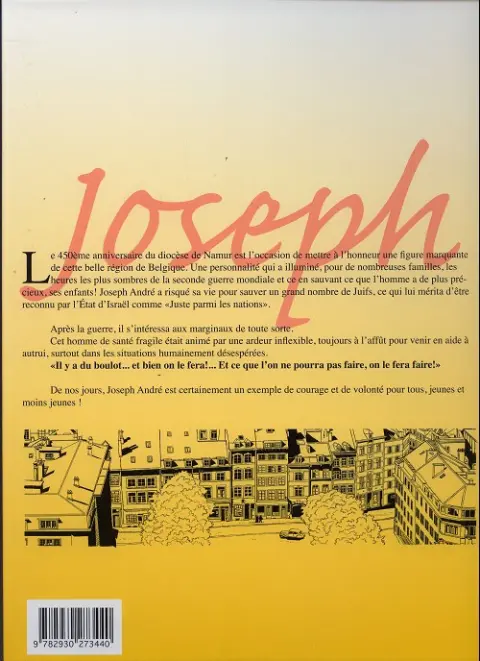 Verso de l'album Joseph André Audace et don de soi