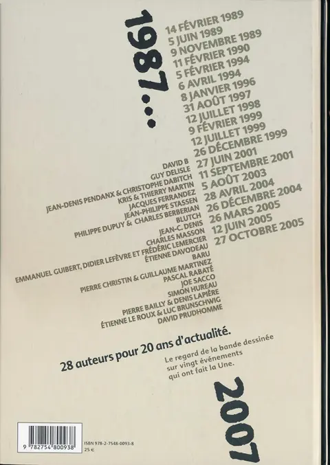 Verso de l'album Le Jour où... Tome 1 1987-2007 : France Info, 20 ans d'actualité
